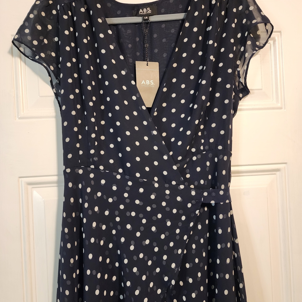 New ABS Collection Navy Polka Dot Dress - Picture 6 of 9